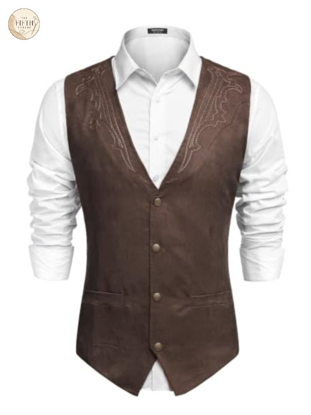 Suede Western Vest Cowboy Slim Fit Button Waistcoat